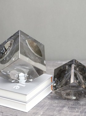 现代简约几何水晶摆件样板间w家居客厅茶几民宿电视柜酒柜软装饰