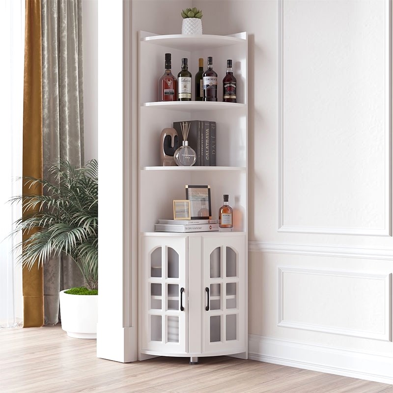 新疆包邮客厅墙角柜欧p式转角收纳柜置物架拐角落三角形储物柜拐