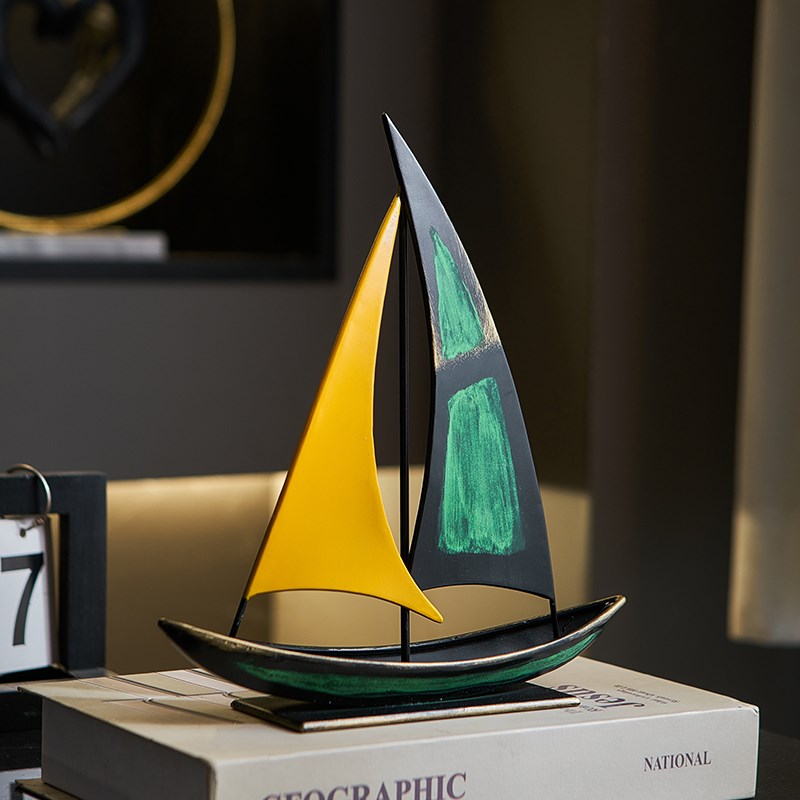 复古一帆风顺帆船模型q摆件客厅电视柜酒柜办公室桌轻奢高档装饰