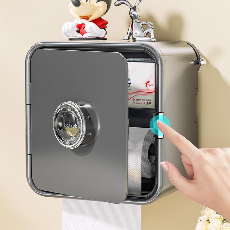 卫生间纸巾盒厕所卫生纸抽纸卷纸筒厕纸家用挂壁免打孔防水置物架