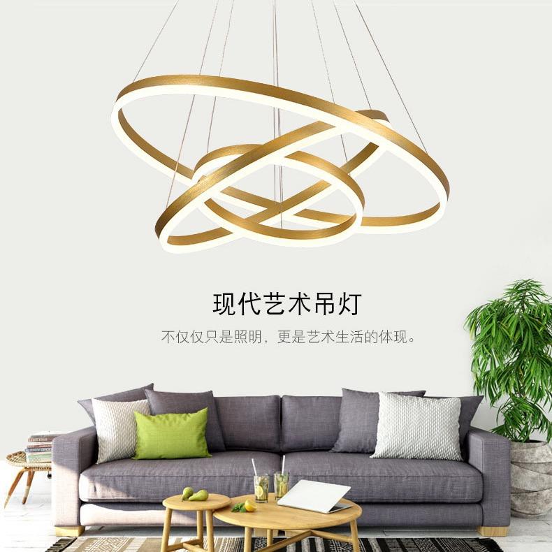 别墅楼梯酒店大厅圆形圆环客厅吊灯 圆环办公室六边形led吸顶灯