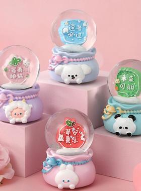 多款发光卡通可爱公仔小号水晶球树脂工艺品水球创意礼品玩具