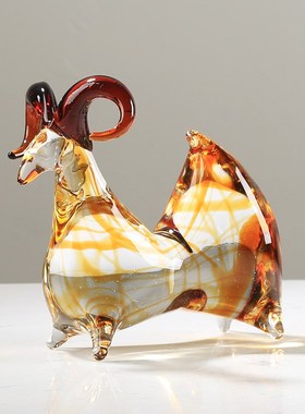 轻奢琉璃领头羊摆件十二生肖现代客厅办公L室书房装饰乔迁开业礼