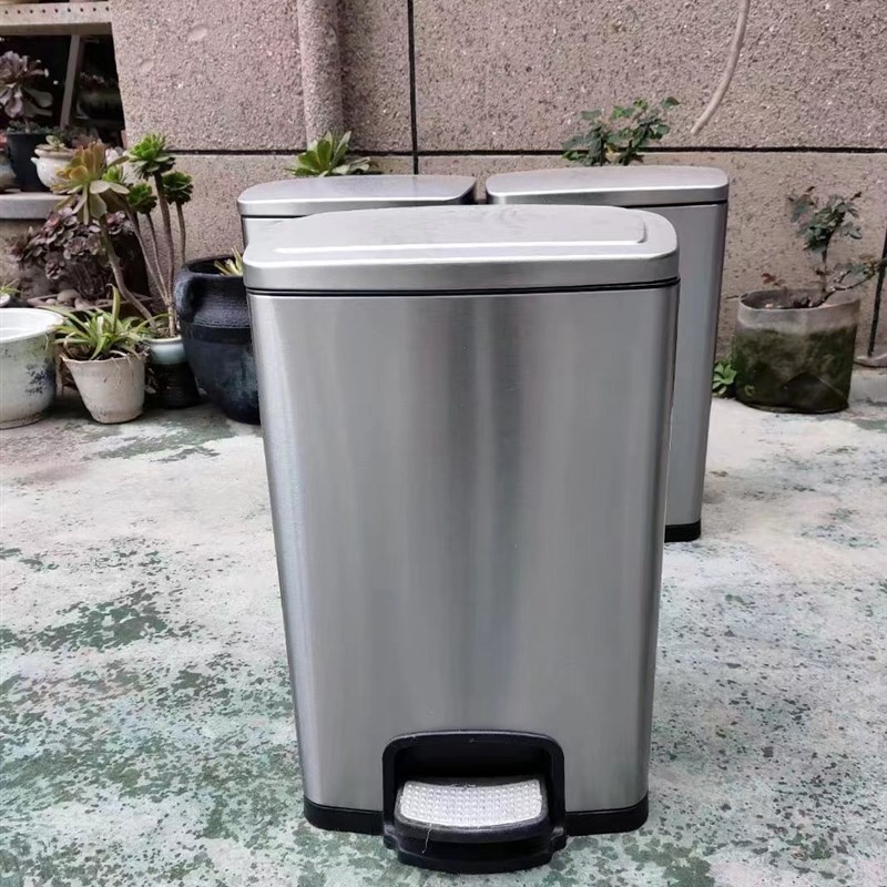 脚踏不锈b钢30L分类垃圾桶酒店50L厨房商场室内桶60L脚踩大容量双