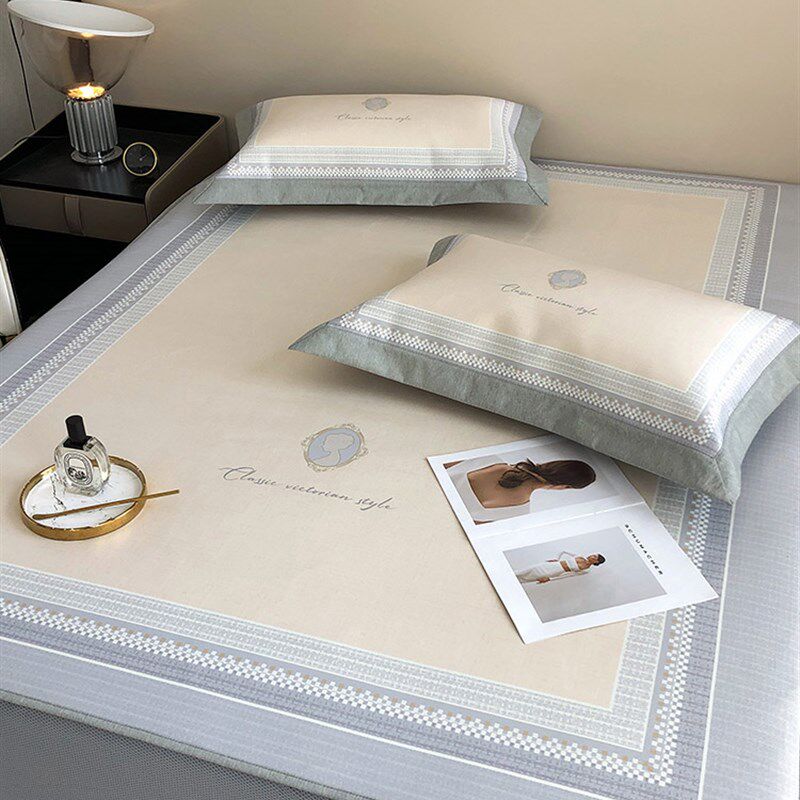 夏季轻奢风数码印花凉席三件套可水洗可机洗裸睡U床笠款空调席子