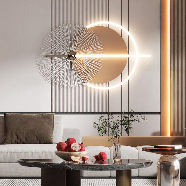 铁艺壁饰现代轻奢客厅金属挂饰餐厅立体带灯装饰北欧卧室墙面壁挂