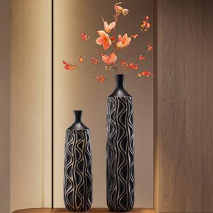 艺术花瓶入户玄关壁龛摆件细长竖高轻奢客厅电视柜开放格软装饰品