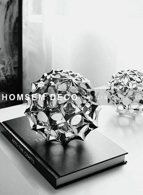 从上现代金属镂空刺球样板间桌y面摆件卧室书房客厅玄关办公室装