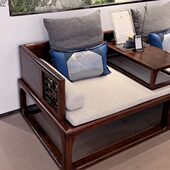 新中式 实木罗汉床乌金木客厅简约现代沙发家用民宿禅意床榻定制