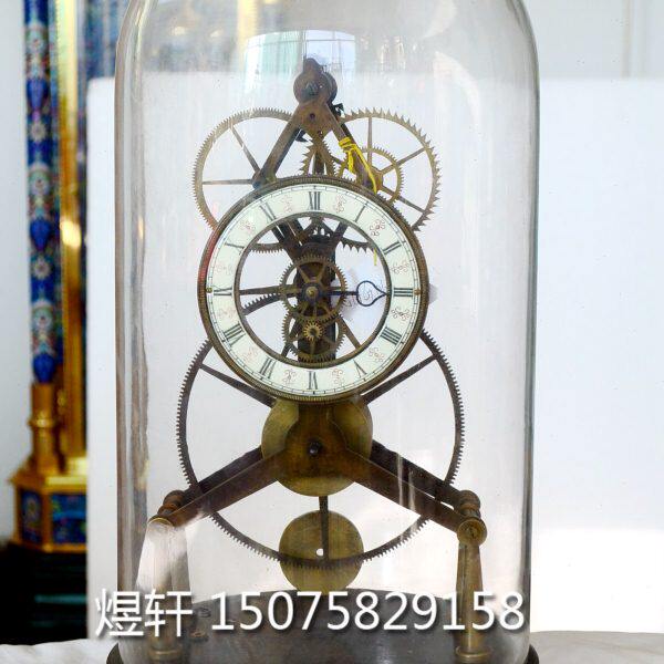 钟表骨架机械座钟|老式上弦仿古钟|西洋钟|台钟客厅玻璃罩钟表