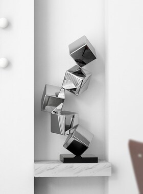 现代轻奢不锈钢雕塑酒店玄关壁龛落地装饰摆N饰客厅电视柜壁柜几