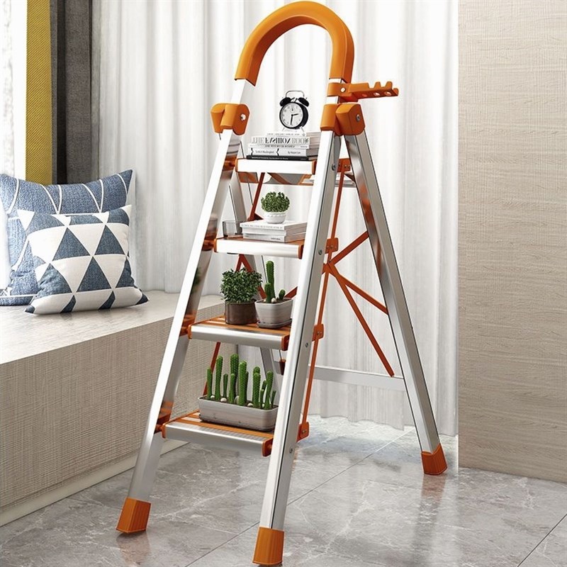 德国进口家用梯子折叠梯子不锈钢铝合金五步踏板梯人字梯加厚钢管