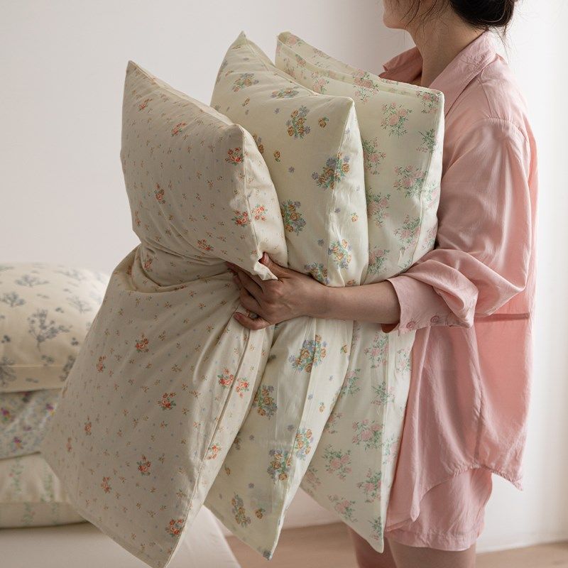 田园风全棉印花柔软枕套单品 小碎花单人枕套48x74cVm一对拍2家用