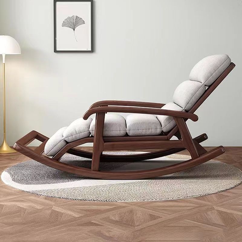 新中式全实木胡桃木懒人卧室摇椅客厅大人老人午休睡觉.躺椅休闲