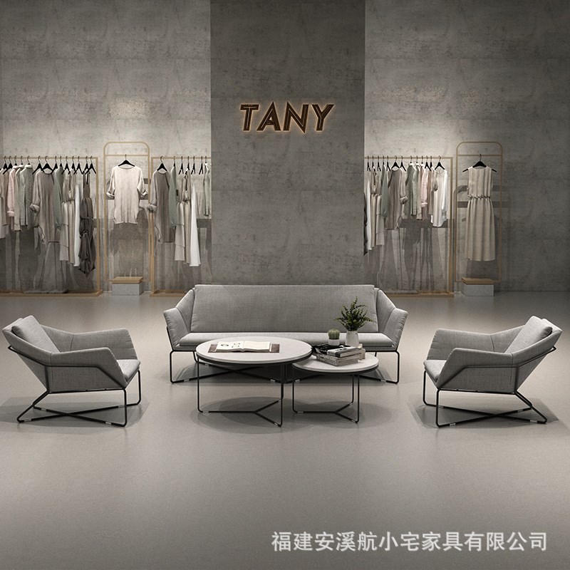 现代简约轻奢沙发椅接待室会客洽谈休闲区等N候办公室休息铁艺沙