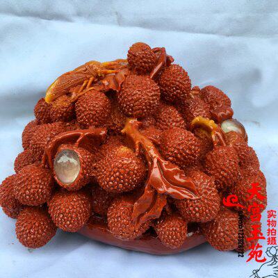 仿寿山石摆件荔枝芙蓉石原石摆饰瓜果品客厅玄关办公室桌面装饰品