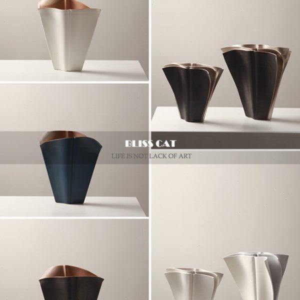 现代轻奢金色翻页陶瓷花瓶插花样板间客厅电视柜餐桌花器花艺摆件,家居饰品,花瓶,淘宝优惠券,粉丝福利购,淘宝优惠卷