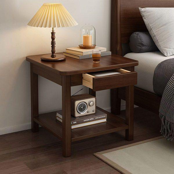 床头柜简约现代卧室小型置物架实木腿床边收纳储物柜中式2024新款