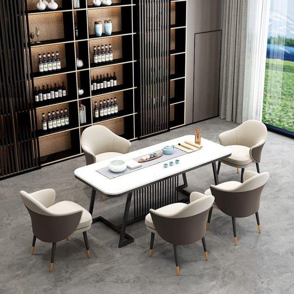 现简约岩板茶桌家用客厅禅意铁艺茶桌 公室接待泡茶桌椅,商业/办公家具,茶台/茶桌,淘宝优惠券,粉丝福利购,淘宝优惠卷