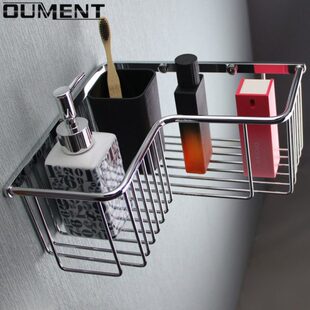 全铜大号浴室置物架 加厚转角架 304不锈钢网篮 卫生间三角篮L型