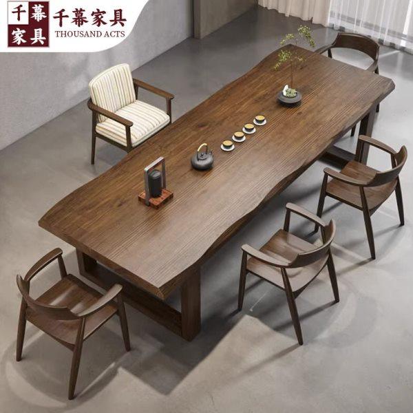 千慕实木大板茶桌椅组合现简约公桌家用茶台公室接待泡茶桌,商业/办公家具,茶台/茶桌,淘宝优惠券,粉丝福利购,淘宝优惠卷