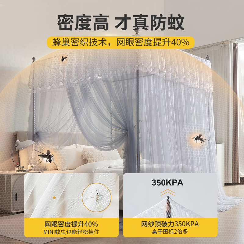 A类母婴级蚊帐家用202t3新款卧室公主风高端大气三开门Y免安装床