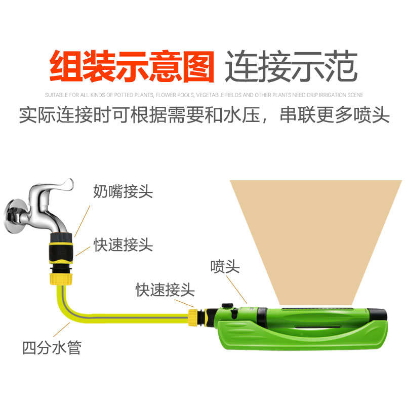 浇花喷头四分摇摆式自动 花园管矩E形洒水浇水草坪浇灌喷灌灌溉器