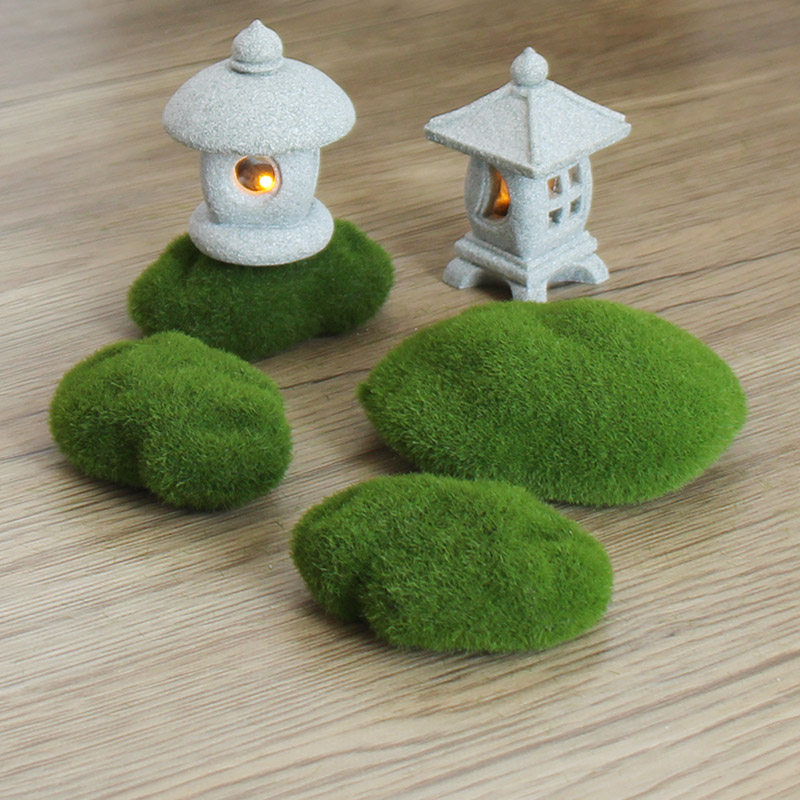仿真绿植青苔藓石头假草球植绒苔藓微景观造景创意手工拍摄小道具