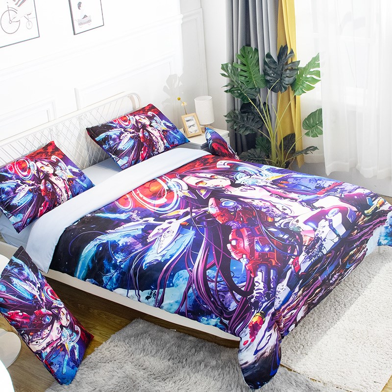 动漫游戏人生四h件套宿舍1.2m床三件套白家用双人初濑伊纲被套多