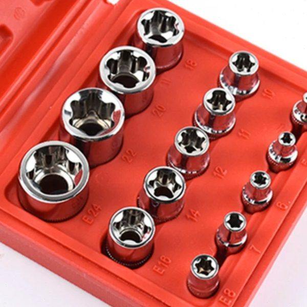 E型套筒组套6角e型梅花型套筒汽修专用工具14件六角花型套筒组合,五金/工具,花型套筒,淘宝优惠券,粉丝福利购,淘宝优惠卷