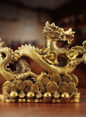 铜龙摆件铜聚宝盆龙工艺品十二生肖龙纯客厅N办公室家居装饰品摆