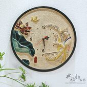 现代采莲曲挂钟表艺术简约时尚 时钟客厅过道装 饰壁钟创意静音钟表