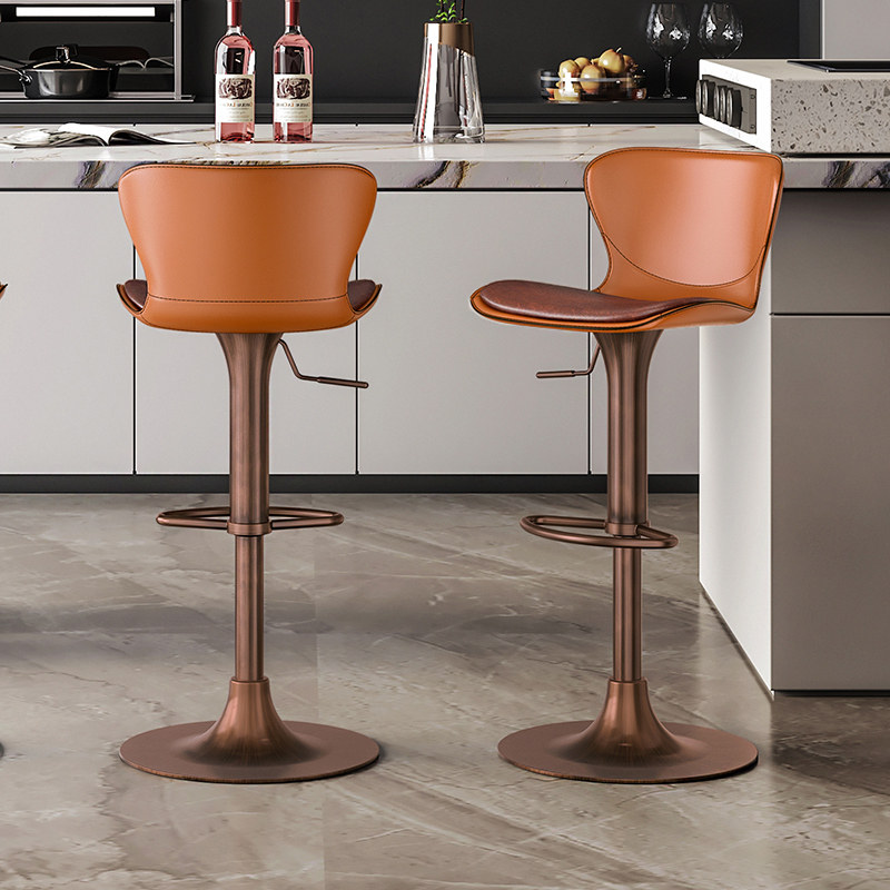 【进口澳a大利亚油蜡牛皮】吧台椅子真皮靠背高脚凳酒吧椅前台椅