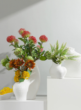 新中式波点陶瓷花器摆件样板间售楼处客厅别Q墅玄关禅意饰品摆放