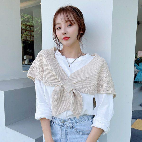 鱼尾纹小披肩外搭名媛风春夏护颈椎针织空调房美人鱼搭肩围脖假领,居家日用,保暖披肩,淘宝优惠券,粉丝福利购,淘宝优惠卷