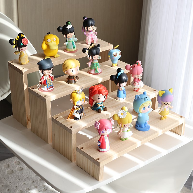 桌面展示架玩偶j公仔泡泡马特收纳架多肉绿植首饰茶杯茶具木质复