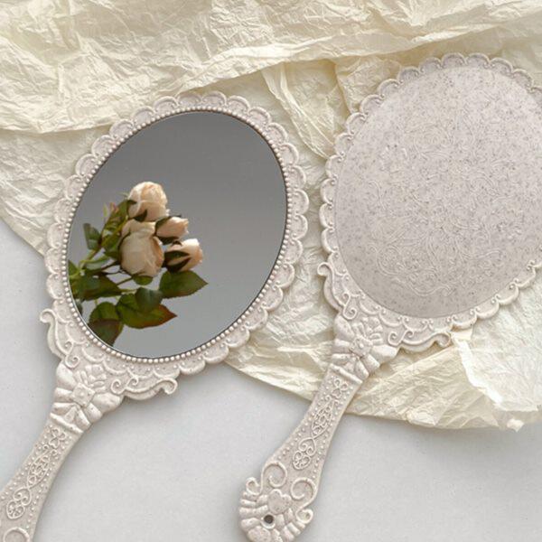 欧式手柄化妆镜 风起时想你 手持便携少女随身镜 补妆镜子起居镜