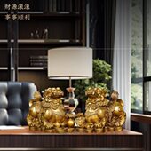 貔貅摆件聚财纯铜公母一对商用家用公室居家客厅摆放霸王豸皮丘