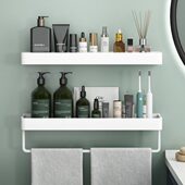 浴室置物架免打孔厕所洗手间墙上毛巾收纳架子卫生间洗漱台壁挂式