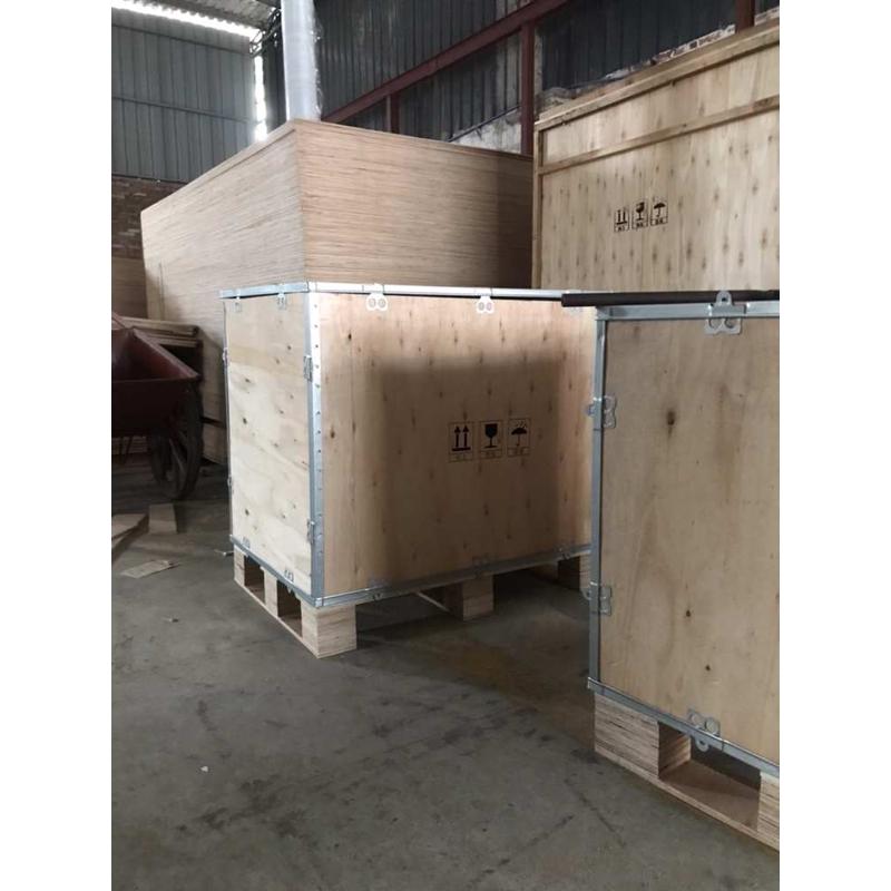 定制胶合板免h熏蒸可拆卸钢带边卡扣折叠木箱包装航运输组装木箱