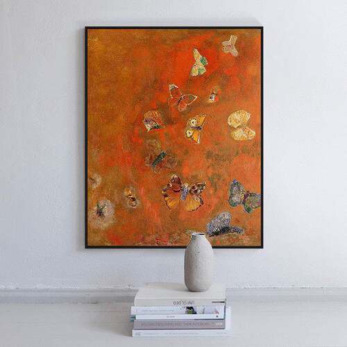 Odilon Redon《Evocation of butterflies》中古装饰画复古蝴蝶