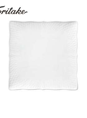 Noritake则武cher blanc浮雕白色方盘家用餐具餐盘创意菜盘西餐盘