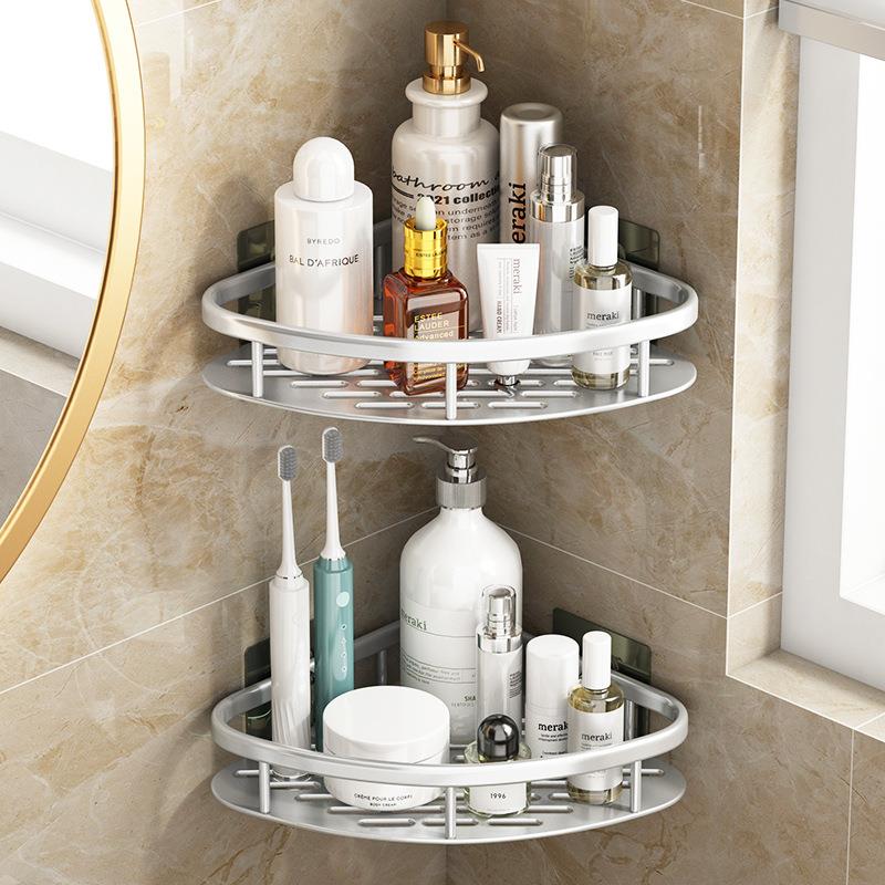 卫生间置物架免打孔浴室壁挂转角洗手台壁挂式厕所三角厨房收纳架