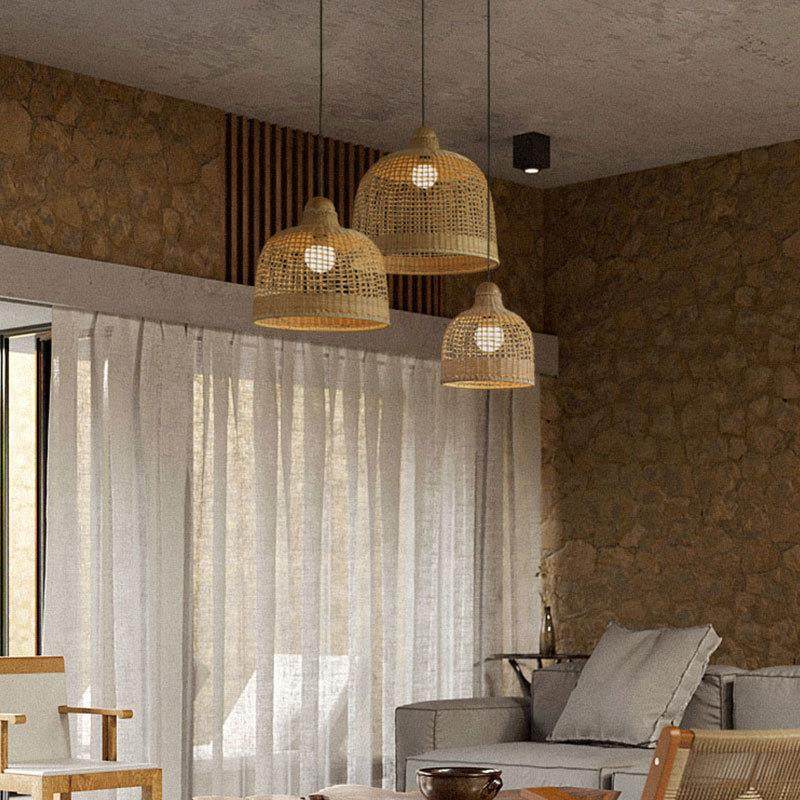 日式侘寂风餐厅吧台竹艺灯个性创意民宿酒店客厅卧室床头藤编吊灯,家装灯饰光源,智能吊灯,淘宝优惠券,粉丝福利购,淘宝优惠卷