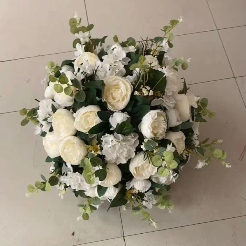 新款仿真牡丹玫瑰全圆大花球森系草坪教堂户外婚礼装饰路引花假花