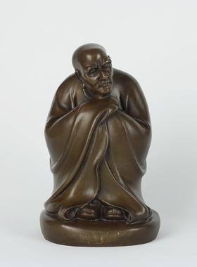 纯黄铜达摩摆件中式达摩祖师客厅玄关家居办公室桌面装饰工艺礼品