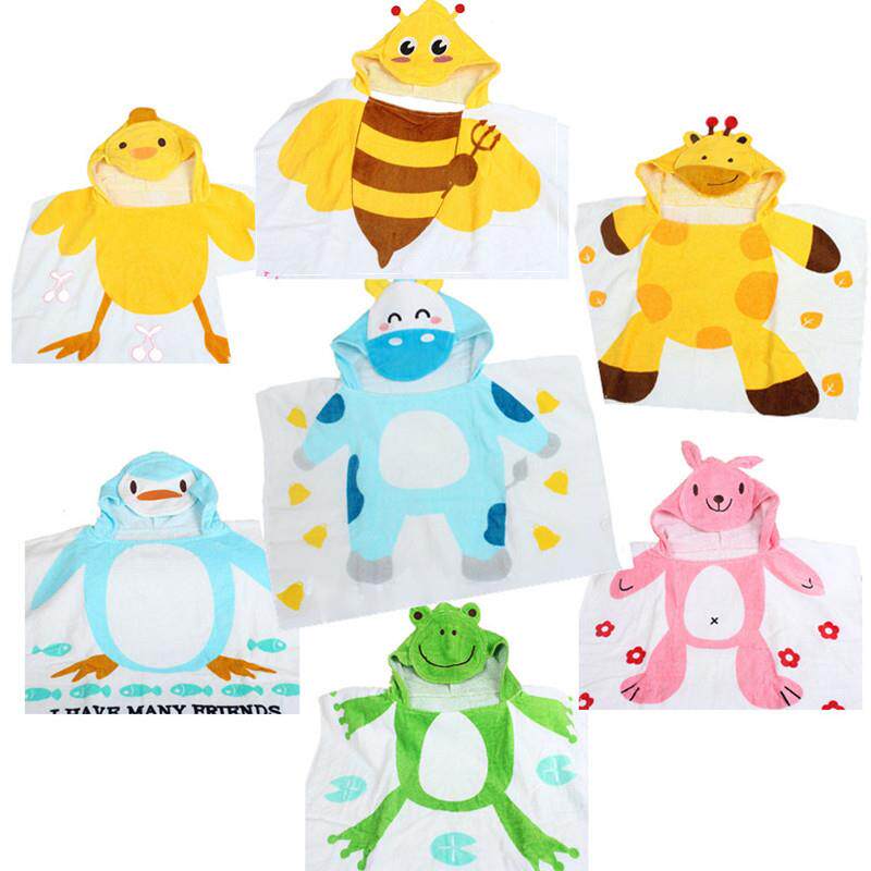 卡通儿童浴巾斗篷毛巾料纯棉浴袍宝宝可穿浴巾沙滩披风游泳衣