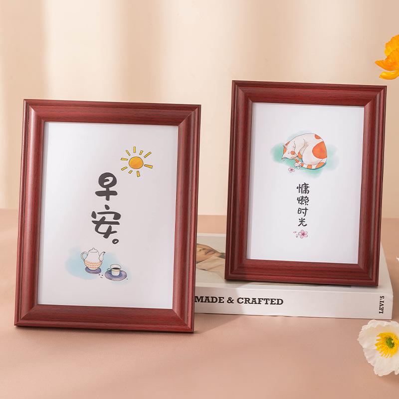 简约实木相框摆台6寸7寸8寸A4油墨画框架照片挂墙A3字画装裱