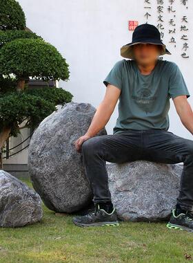 石头落地摆件户外庭院仿真青苔石草地公园绿化井盖装饰假岩石造景