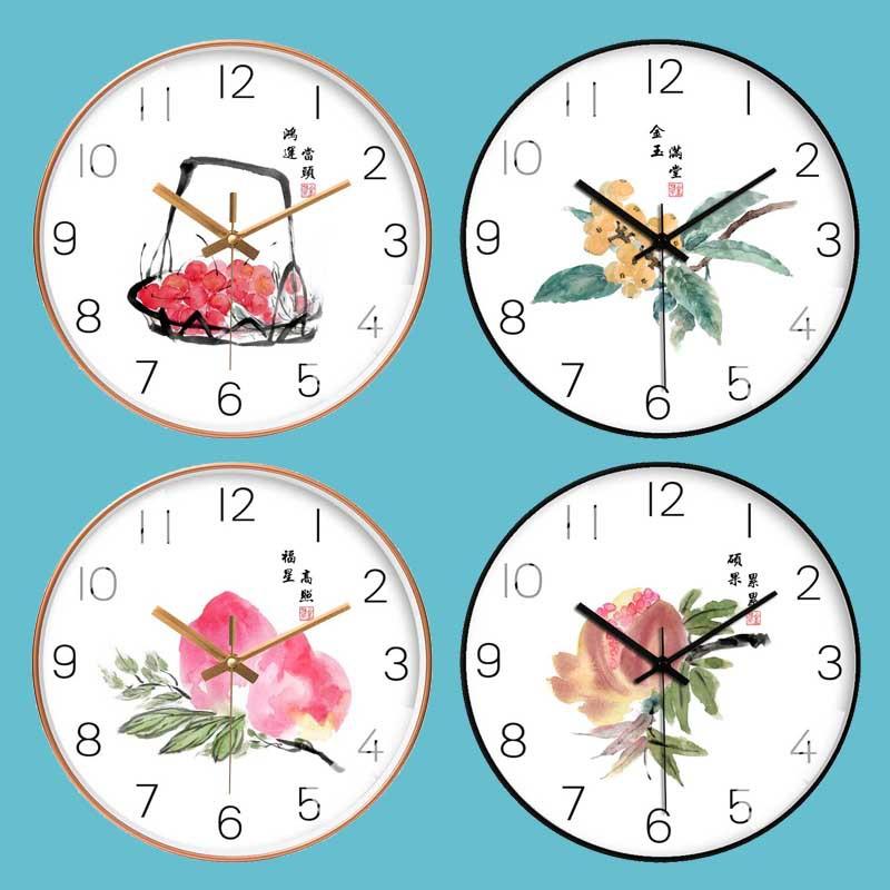 鸿运当头中式油画艺术挂钟客厅个性创意超静音钟表